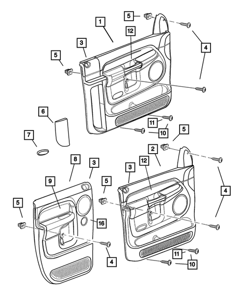 Door Trim Panels-Front and Rear for 2002 Dodge Ram 1500 #0