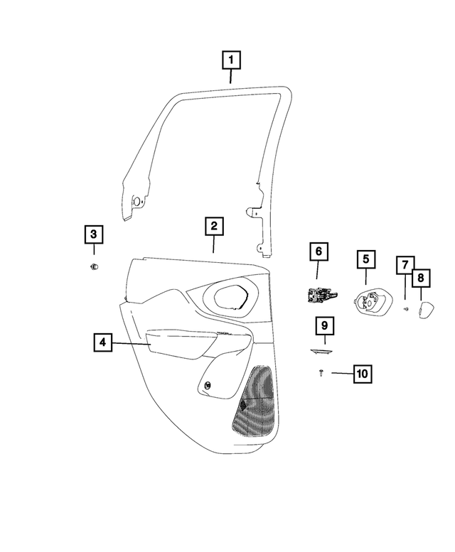 6MD241C5AB - : Rear Door Trim Panel Assembly, Right for Mopar Image