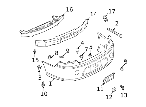 Bumper & Components - Rear for 2003 Dodge Stratus #0