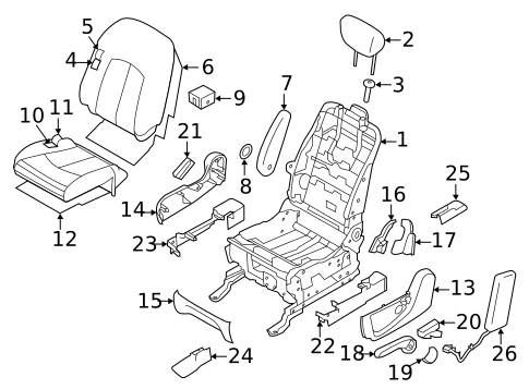 Driver Seat Components for 2014 Nissan Quest #1