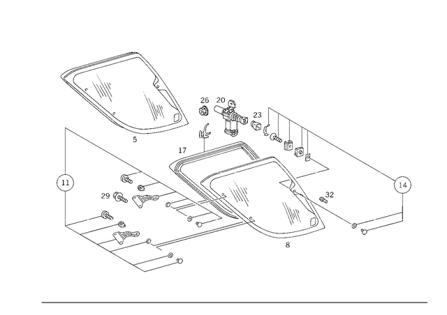 1636701012 - Windows: Side Window for Mercedes-Benz: ML320, ML430 Image image