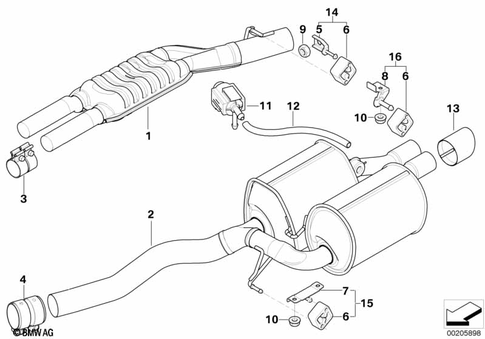 Exhaust System, Rear for 2005 BMW 545i #0