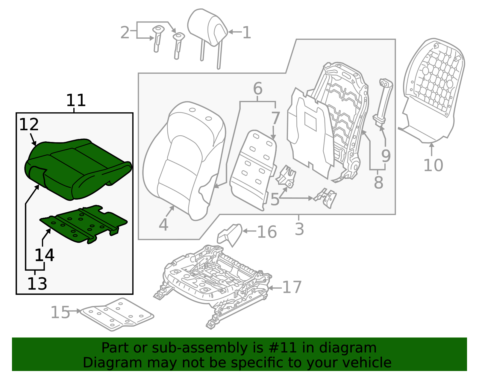 2019-2021 Hyundai Tucson Cushion Assembly 88104-D3300-RTH | QuirkParts