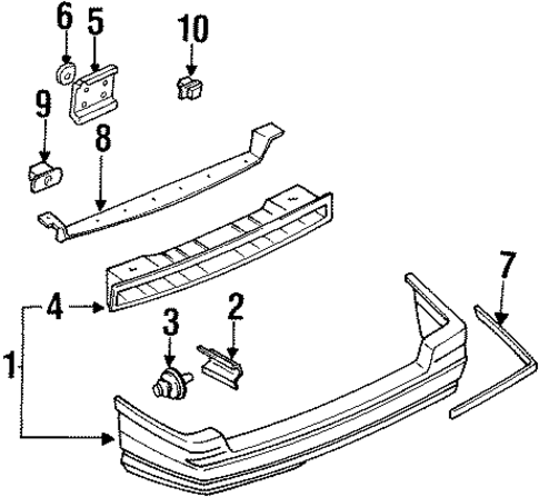 Bumper & Components - Rear for 1991 Mercury Tracer #0