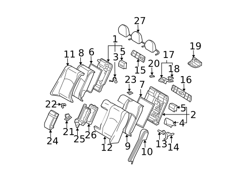 Rear Seat Components for 2009 Mercedes-Benz E 63 AMG&reg; #0