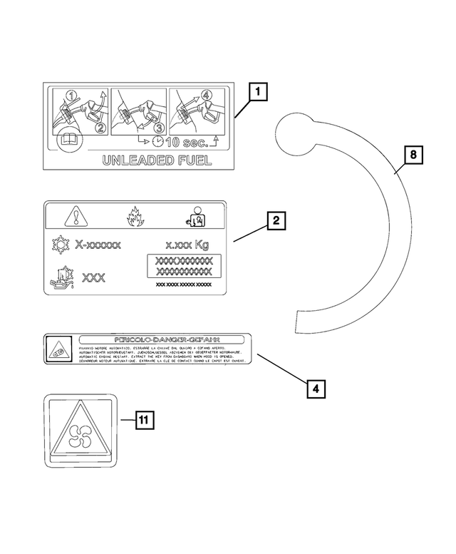 68119507AA - Labels: Warning Label for Dodge: Hornet | Fiat: 500X | Jeep: Renegade Image