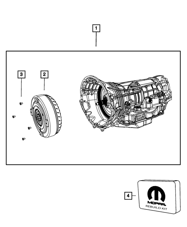 R8009494AD - 545RFE; 5-Speed; Automatic Transmission: With Torque Converter Transmission Package, Remanufactured for Mopar Image image