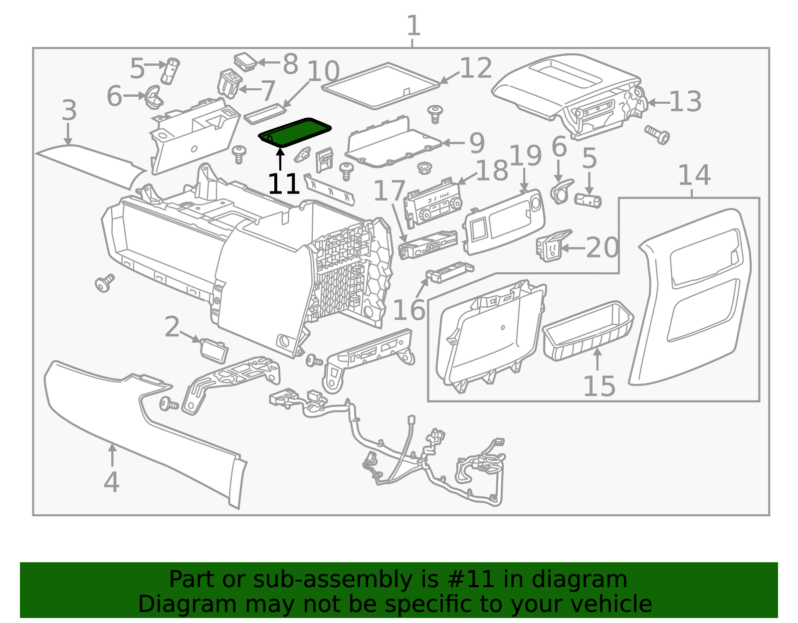 2015-2020 GM Front Floor Console Front Compartment Liner 22946569 | OEM ...