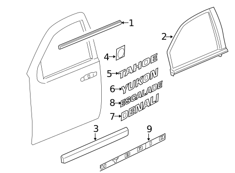 Exterior Trim - Front Door for 2010 Chevrolet Tahoe #0
