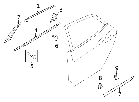 Exterior Trim - Rear Door for 2016 Hyundai Azera #0
