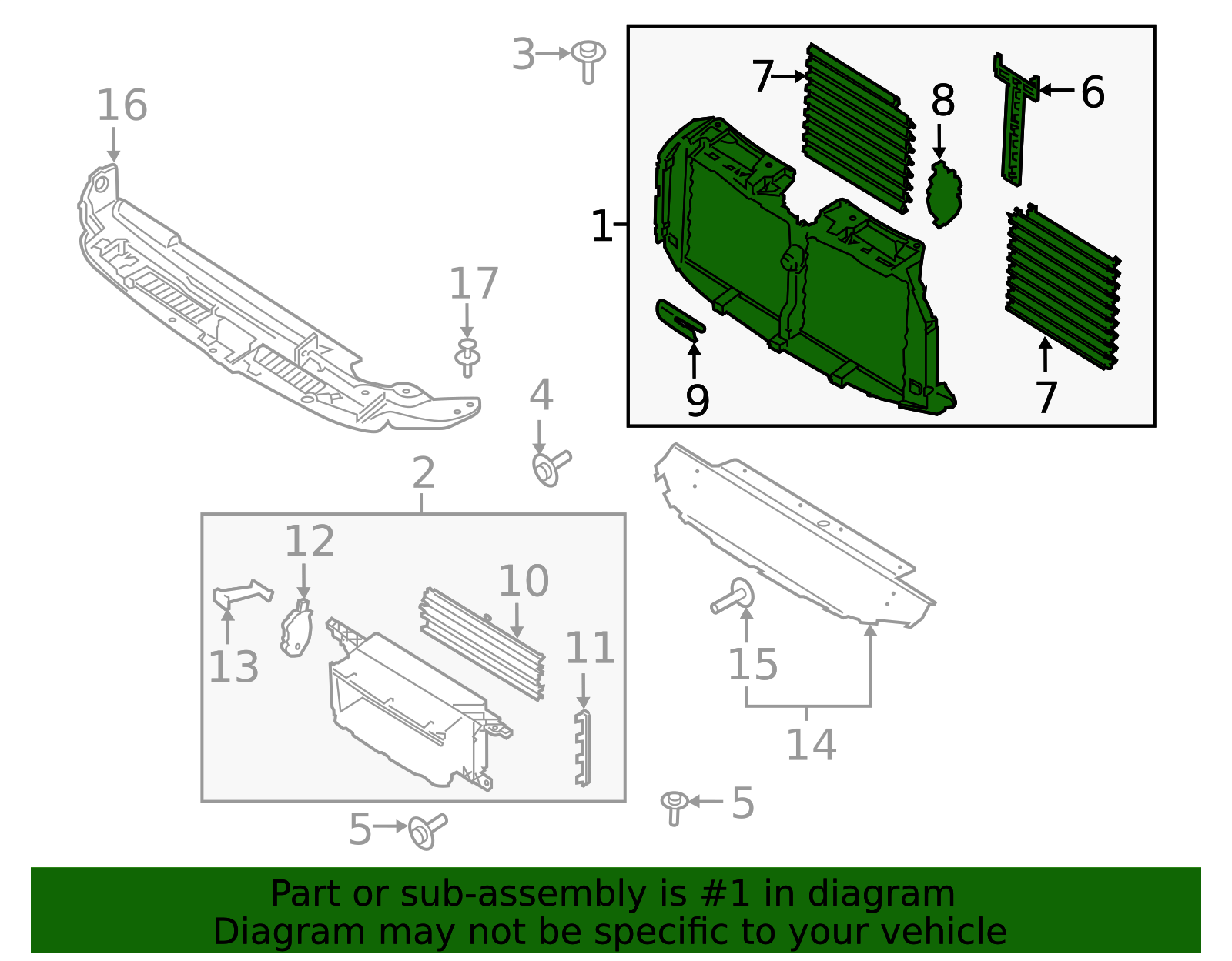2018-2024 Ford Expedition Radiator Shutter Assembly JL1Z-8475-C