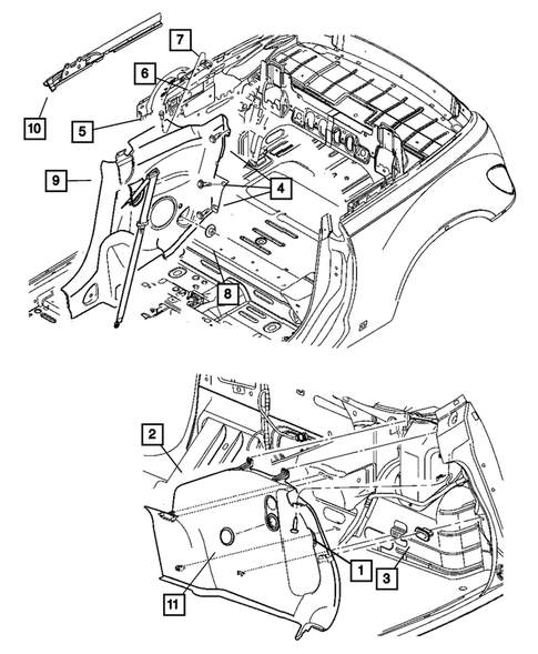 Panels-Moldings-Scuff Plates, Pillar, Cowl, 1/4 Panel Trim and Cargo Covers for 2008 Chrysler PT Cruiser #0