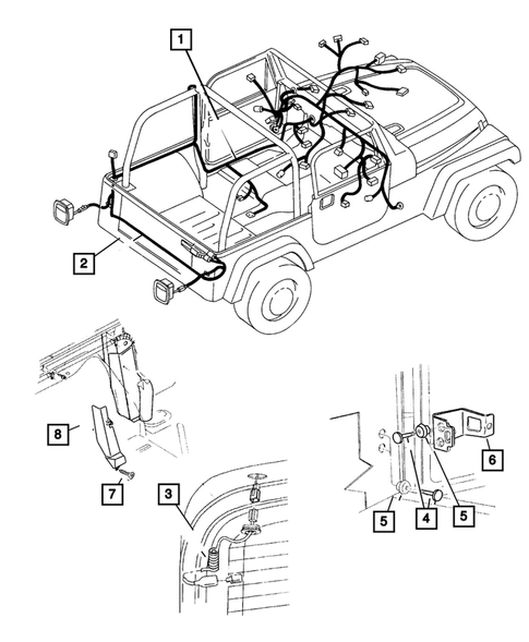 Wiring-Body & Accessories for 2002 Jeep Wrangler #0