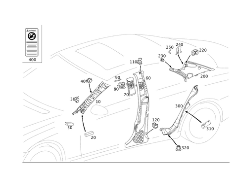 Paneling for a, B, C and D-Pillars for 2007 Mercedes-Benz CLS550 #0