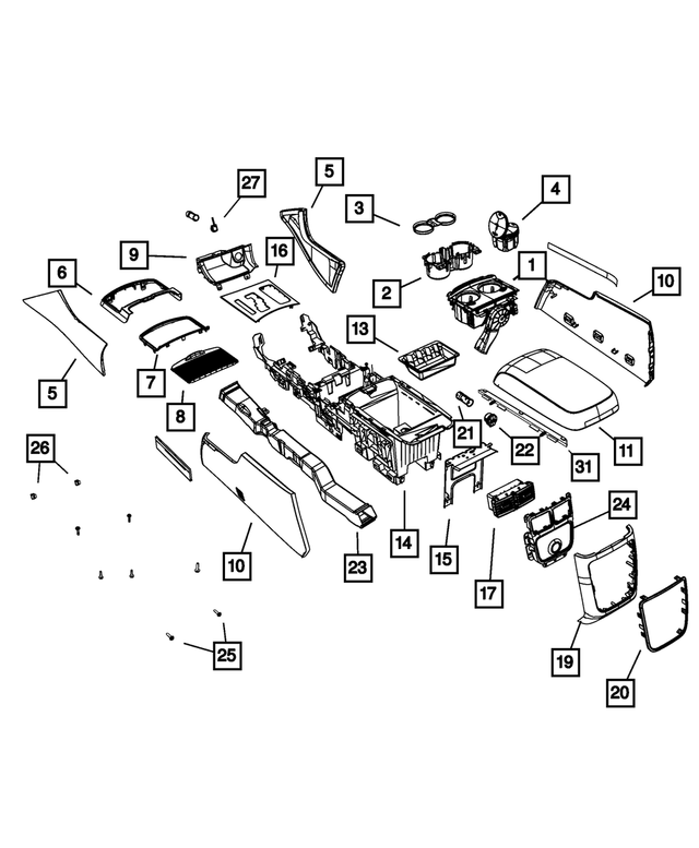 « 68190187AB – Interior Trim : Console Au Plancher Casier pour Mopar Image »