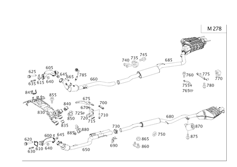 Exhaust System Used on Eight-Cylinder Gasoline Vehicles for 2012 Mercedes-Benz CL550 #0