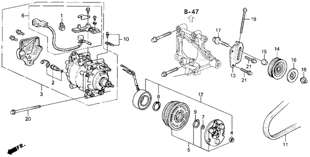 A/C Compressor (Sanden) (1) for 1992 Honda Civic #0