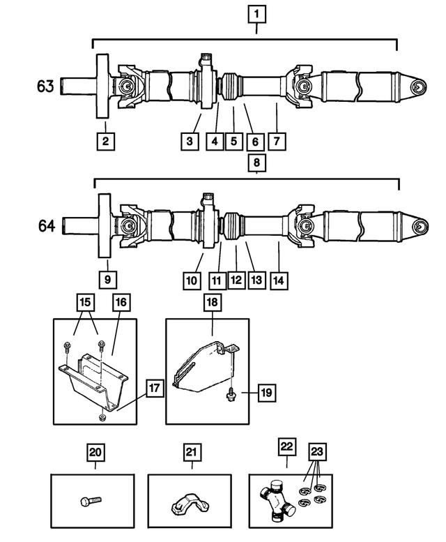 52105271AB - Propeller Shafts and U-Joints: Drive Shaft for Mopar Image