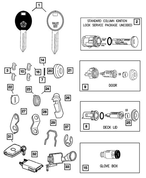 Lock Cylinders and Keys for 2001 Dodge Intrepid #0