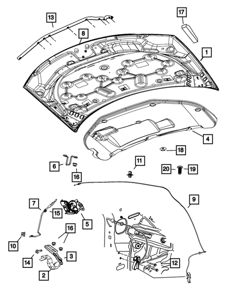 Hood and Hood Release for 2012 Chrysler 200 #0