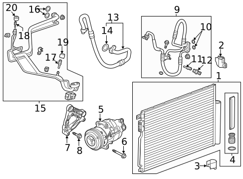 Condenser, Compressor & Lines for 2014 Chevrolet Camaro #13