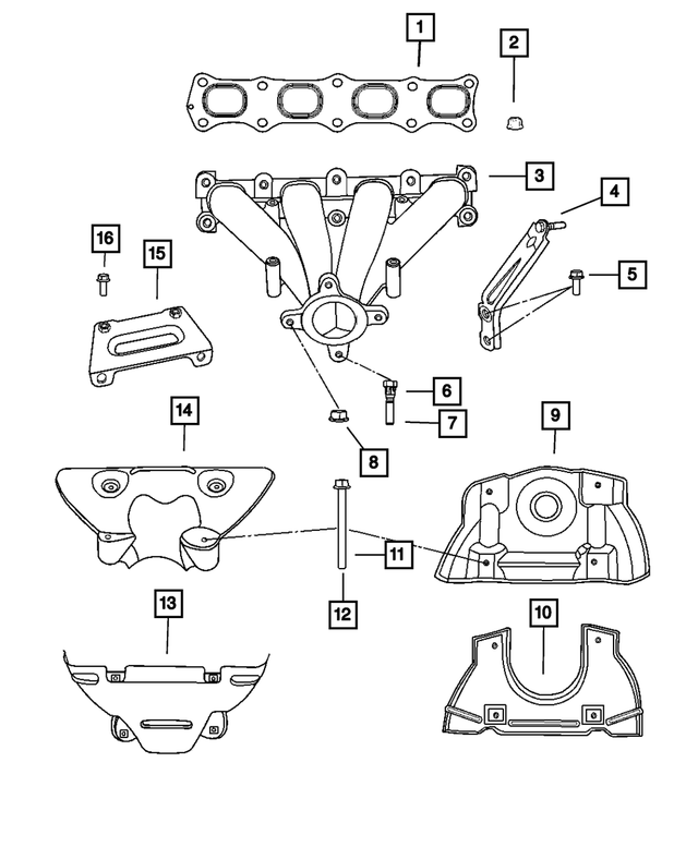 4693350AC - Engine 2.0L Four Cylinder: Exhaust Manifold Bracket, Support for Mopar Image