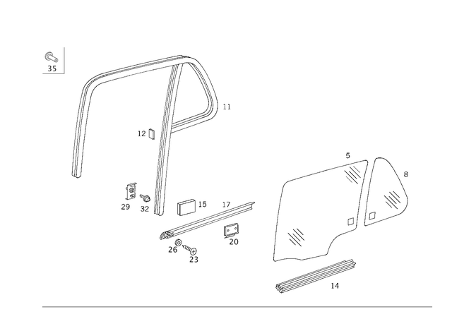 1639882278 - Rear Doors: Clamp for Mercedes-Benz: ML320, ML430, ML55 AMG Image image
