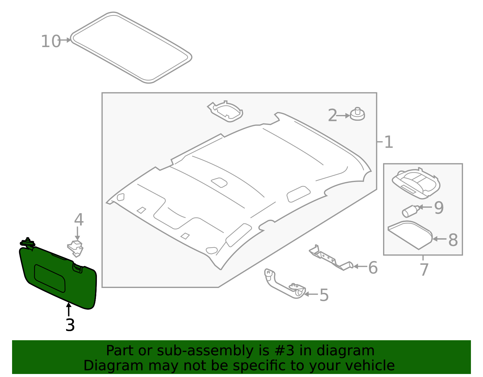 自然水光創世竜ループ 2重スリーブ 調整パーツ、予備スリーブつき 2017-2025 Subaru Sun-Visor 92011FL062JC | Subaru Online Parts
