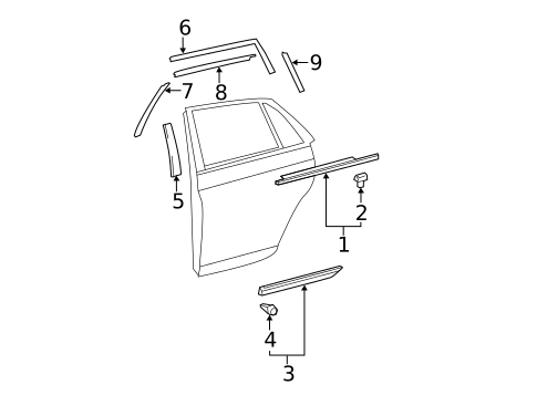 Exterior Trim - Rear Door for 2011 Toyota Avalon #0