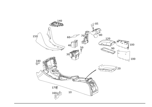 Housing with Tray, Armrest, and Ashtray for 2006 Mercedes-Benz CLS500 #0