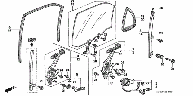 Rear Door Windows for 1997 Honda Civic #0