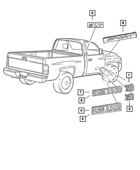 Nameplates for 2002 Dodge Ram 2500 #1
