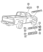 55077386AA - Exterior Ornamentation: Nameplate for Dodge: Ram 1500, Ram 2500, Ram 3500 Image
