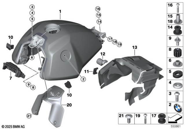 7129907382 - Fuel Supply: Fillister-Head Screw - M8X25-8.8-ZNNIV for BMW-Motorrad Image