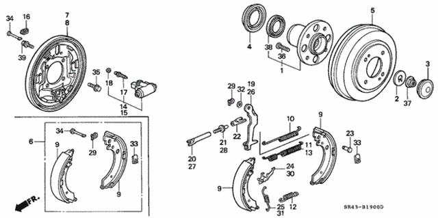 Rear Brake (Drum) for 1993 Honda Civic #0