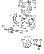 5093233AA - Service Brakes: Rear Drum Brake Backing Plate, Left for Chrysler: Town &amp; Country, Voyager | Dodge: Caravan, Grand Caravan Image
