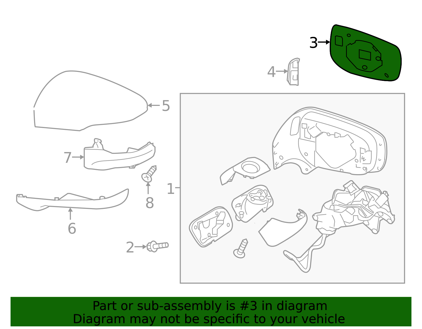 2019-2025 Subaru Mirror Glass 91039SJ070 | Subaru Online Parts