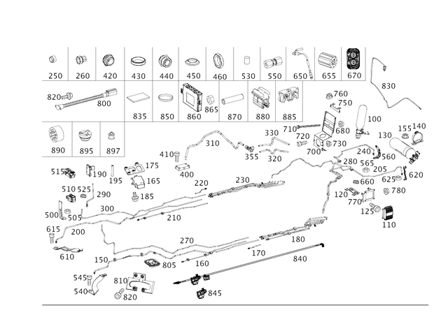 2229910071 - Windshield Washer, Emergency Equipmt: Fastening Clip for Mercedes-Benz: Maybach S550, Maybach S560, Maybach S600, Maybach S650, S450, S550, S550e, S560, S600, S63 AMG, S65 AMG Image image