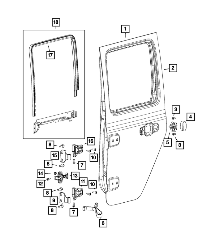 68281025AA - : Rear Door Glass Channel, Left for Mopar Image