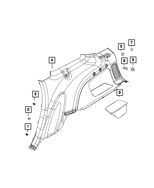 7BT45DX9AA - Interior Trim: Quarter Trim Panel for Jeep: Grand Cherokee, Grand Cherokee WK Image