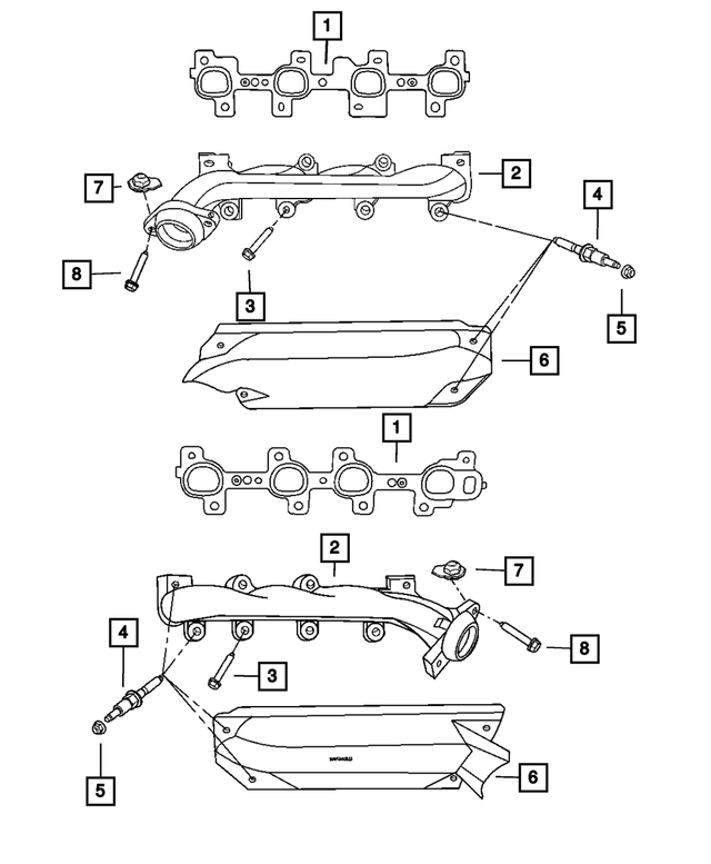 53032834AG - 4.7L Gas; Engine: Exhaust Manifold Shield, Right for Mopar Image