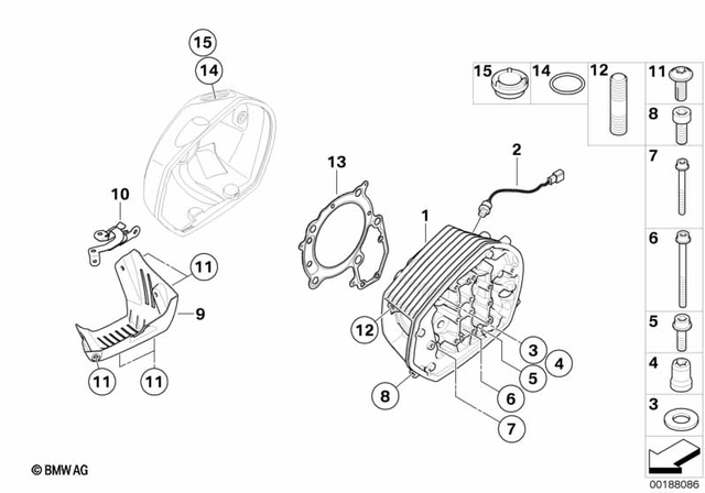 12137653138 - Engine: Cover For Cylinder, Lower Right for BMW-Motorrad Image