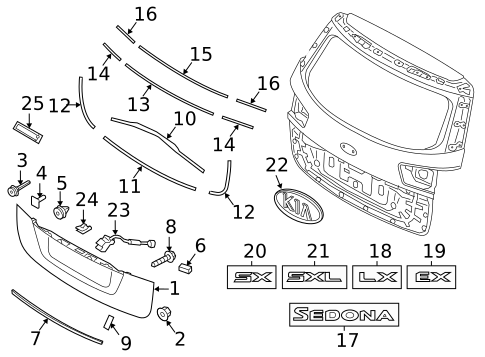 Exterior Trim - Lift Gate for 2015 Kia Sedona #0