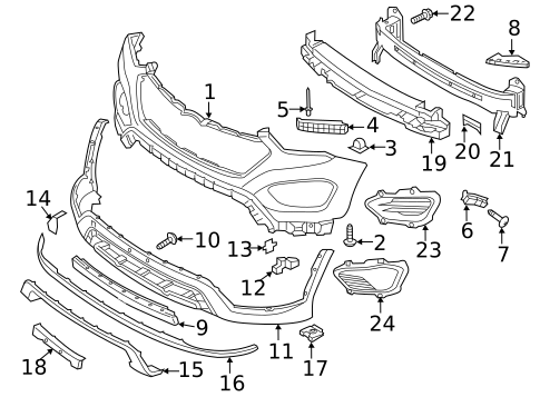 Bumper & Components - Front for 2015 Hyundai Santa Fe #0