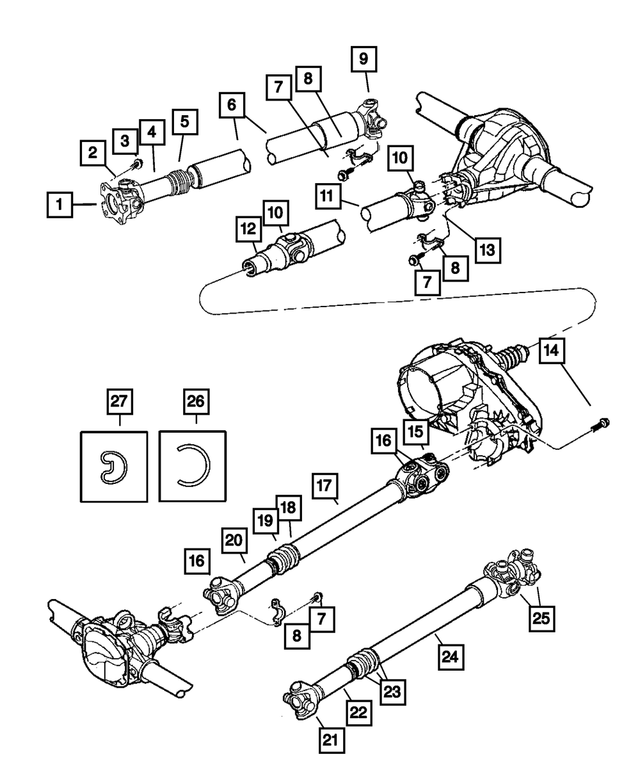 5093820AB - Propeller Shafts and U-Joints: U-joint Kit, Rear for Mopar Image