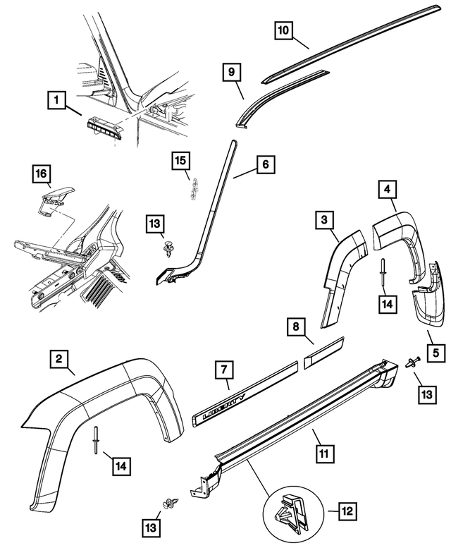 « 5KG72XXXAA – Exterior Ornamentation : Pare-boue Ecran, Côté Droit pour Mopar Image »