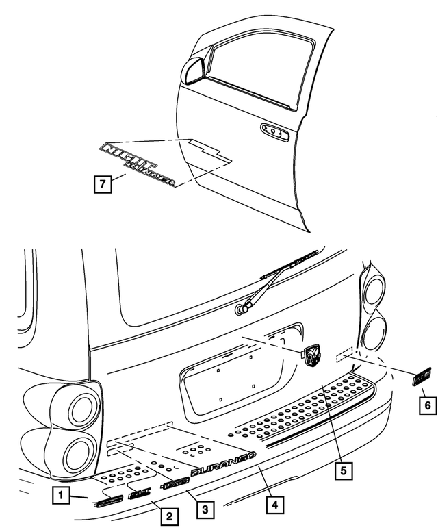 55364877AA - Exterior Ornamentation: Nameplate for Mopar Image image