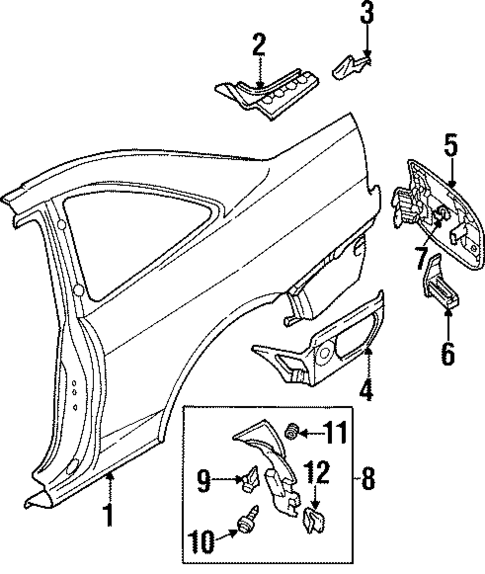 Quarter Panel & Components for 2001 Mitsubishi Mirage #1