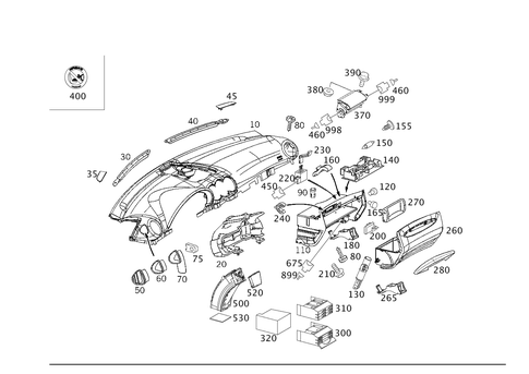 Instrument Panel and Gloves Compartment Box with Passenger Air Bag for 2002 Mercedes-Benz CLK 55 AMG&reg; #0