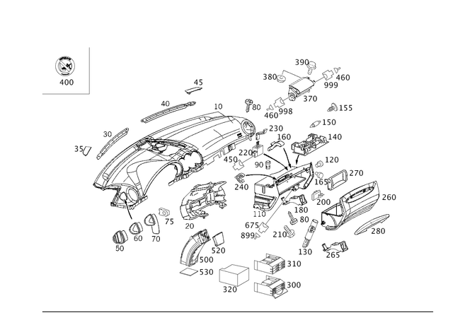 2096801187 - Panelling: Instrument Panel for Mercedes-Benz: CLK320, CLK350, CLK500, CLK55 AMG, CLK550, CLK63 AMG Image image